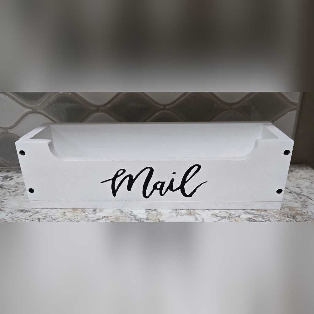 White Wood Mail Organizer